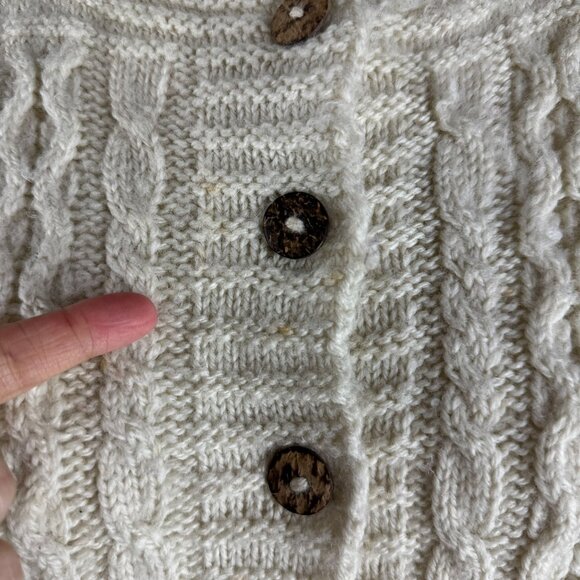 Aran Sweater Market Merino Wool Cardigan Sweater Cable Knit Size Medium Ireland - Picture 3 of 6